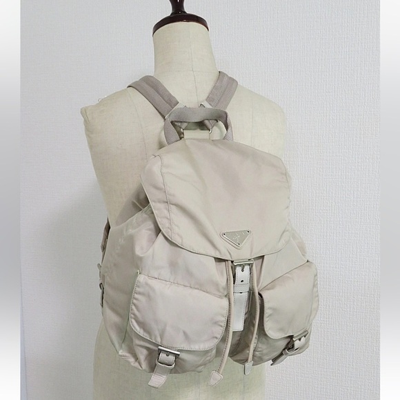 Prada Cream Backpack with Silver Logo main image 10